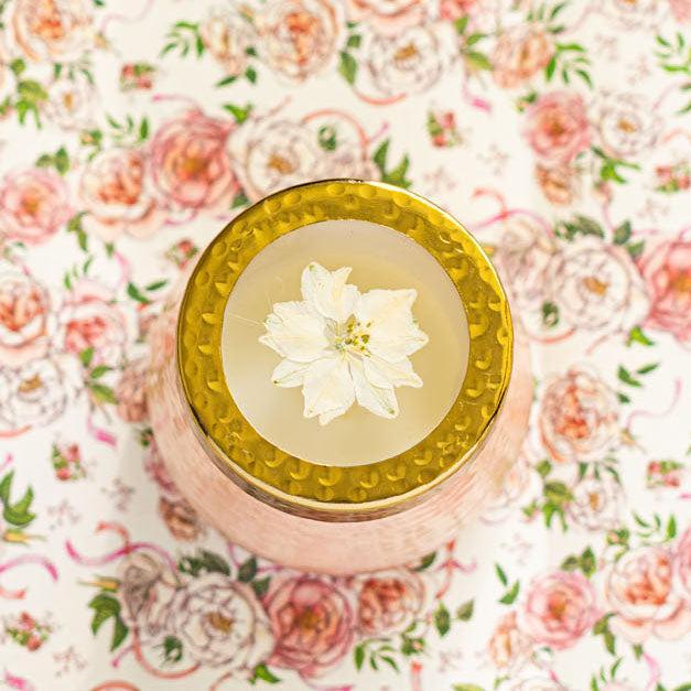 Rose + Oud Petite Watercolor Pressed Floral Candle
