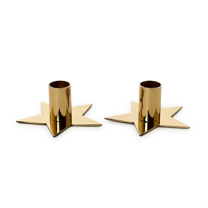 Star Shapeed Gold Metal Taper Candleholder
