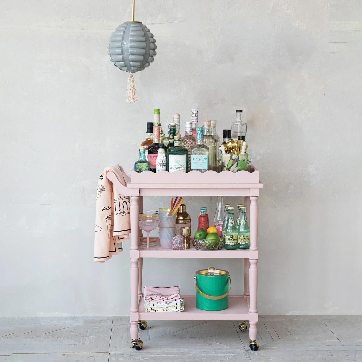 Bar Cart on Casters with Removable Tray