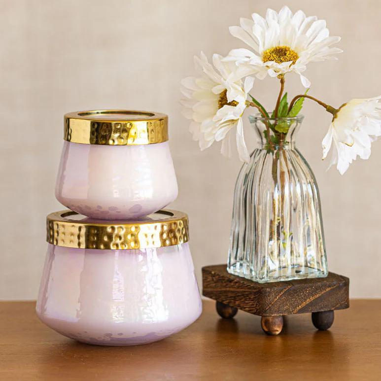 Blackberry + Coconut Petite Watercolor Pressed Floral Candle