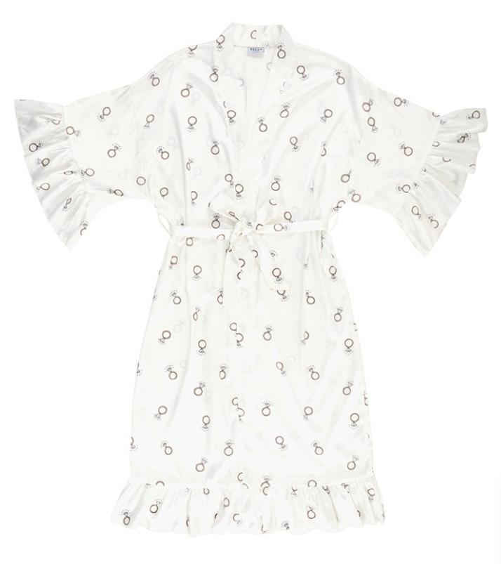Long Ruffled Satin Robe