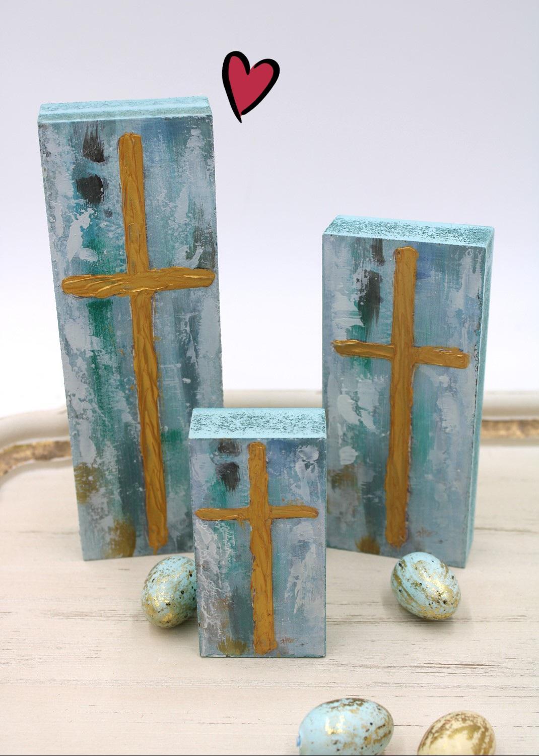 Handpainted Cross 2.5x8" Block