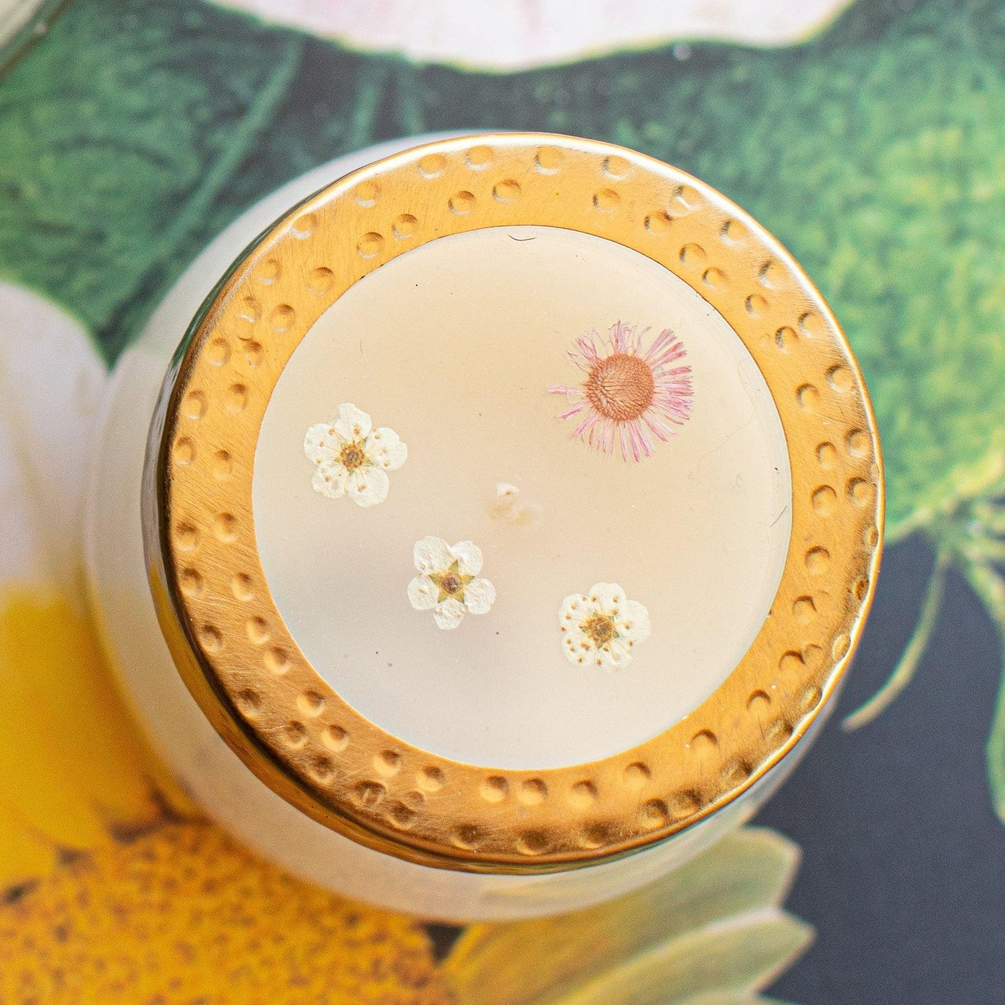 Apricot Rose Petite Pressed Floral Candle