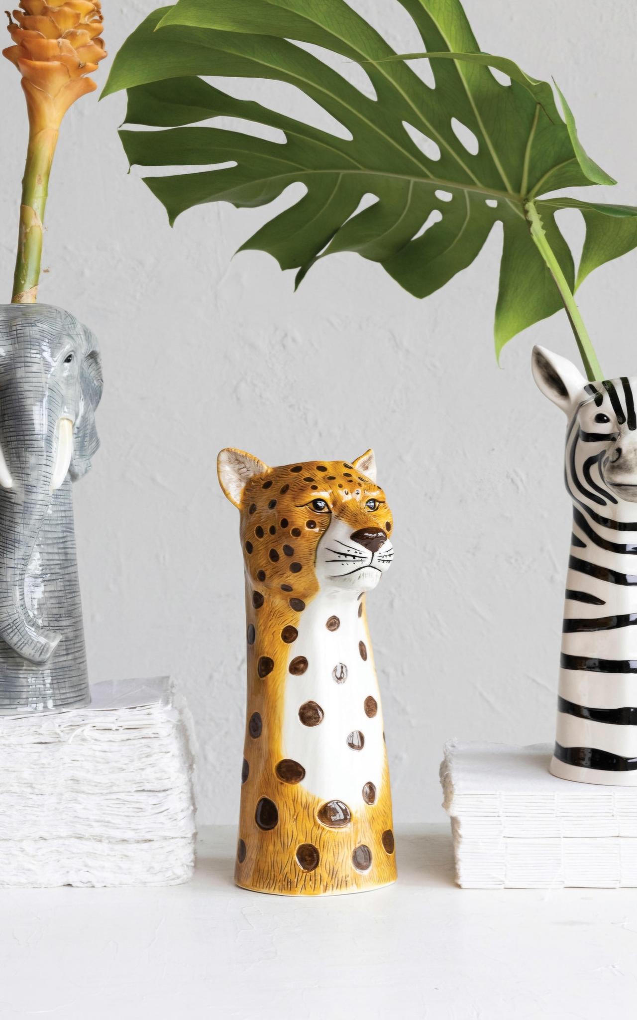 Hand Painted Cheetah Vase