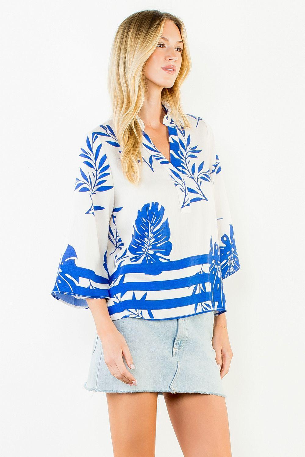Short Sleeve Floral Pattern Top