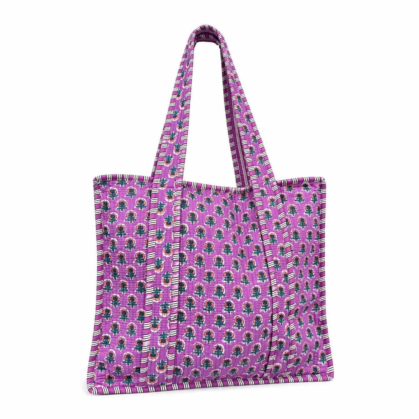 Quilted Zip-Close Tote Bag