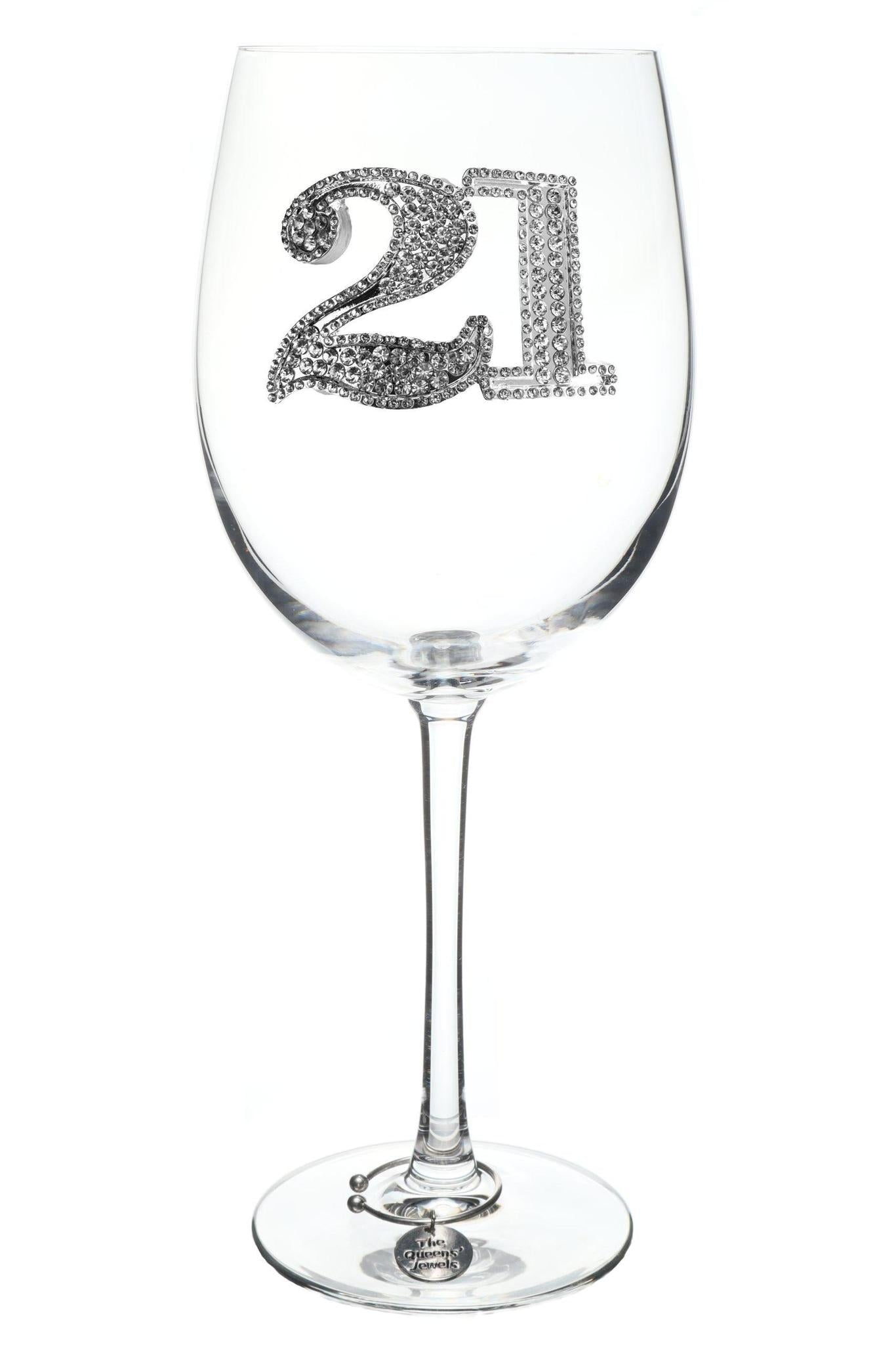 21st Birthday Jeweled Glass