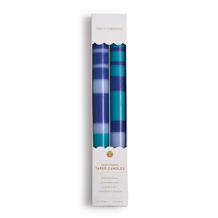 10" Stripe & Glow Taper Candles - Set/2