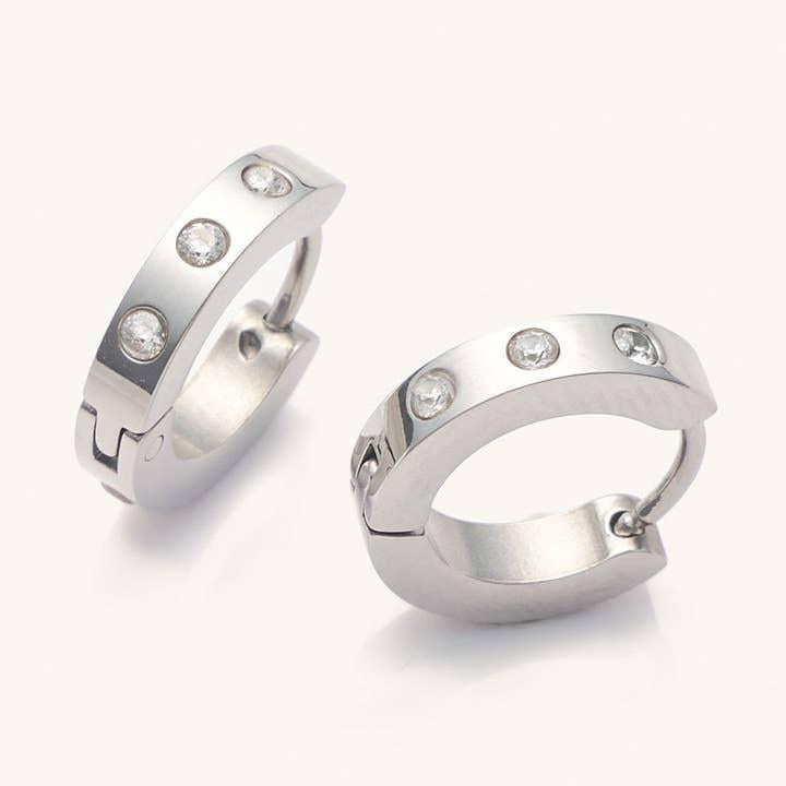 Mini Corinne Silver Huggies