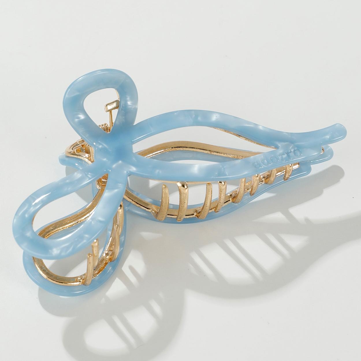 Metal Ribbon Bow Claw Clip