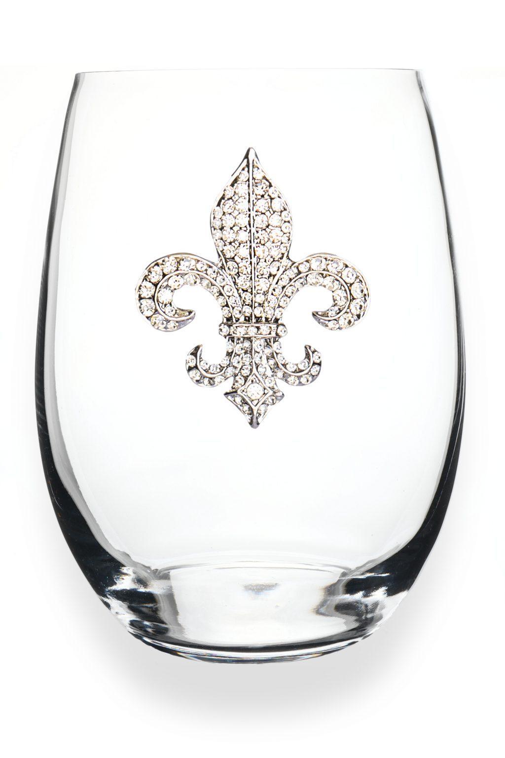 Diamond Fleur de Lis Jeweled Glass