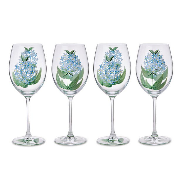 Hydrangea Hand-Painted Glassware