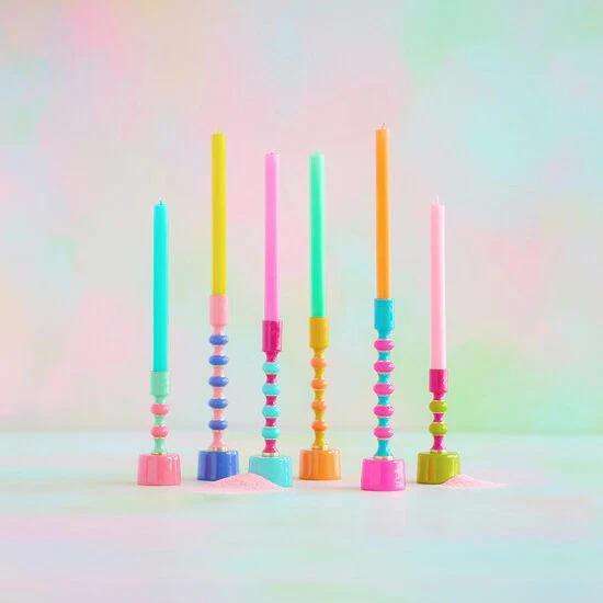Rainbow Stripe Enamel Candle Holders