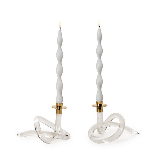 Classique Acrylic Knot Candle Holder with Golden Metal Top