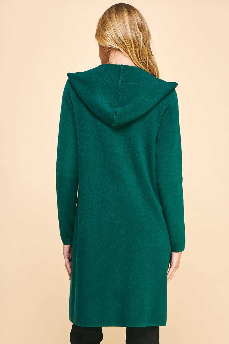 OPEN KNIT CARDIGAN - HOODED