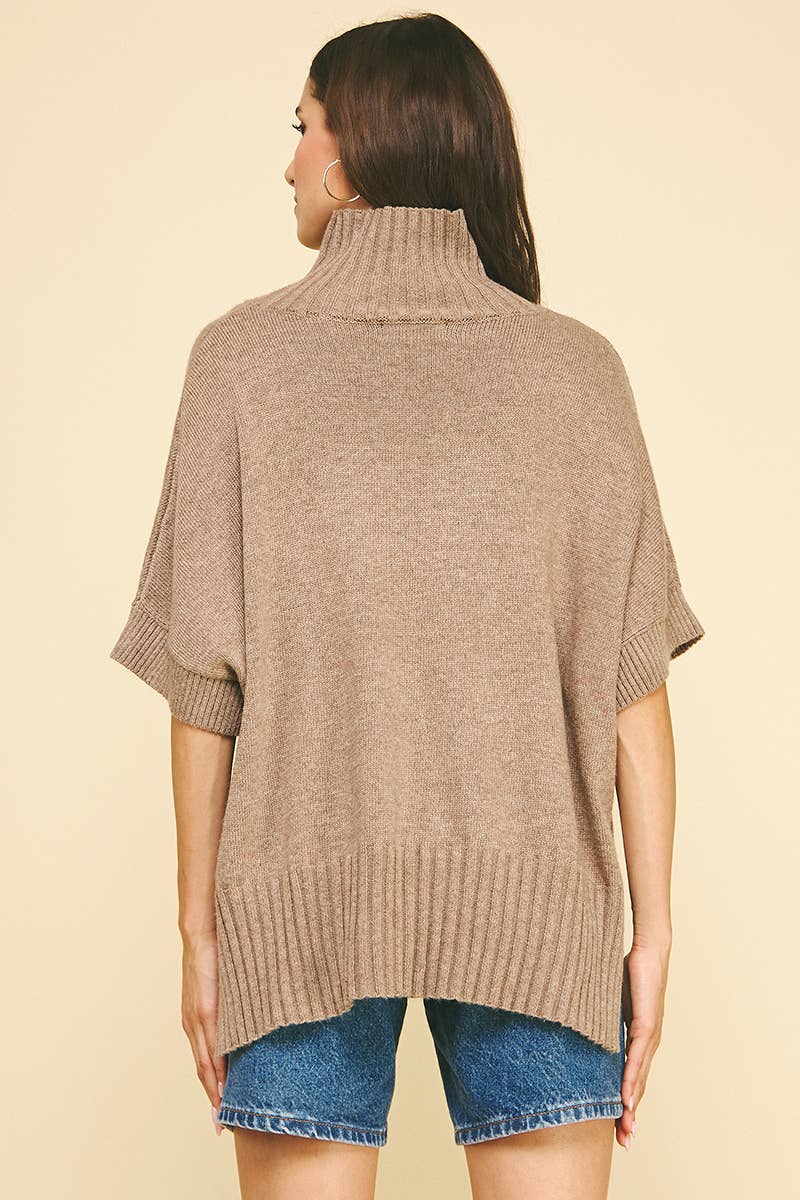 TURTLE NECK SHORT SLEEVE SWEATER