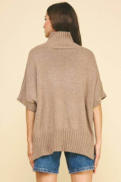 TURTLE NECK SHORT SLEEVE SWEATER