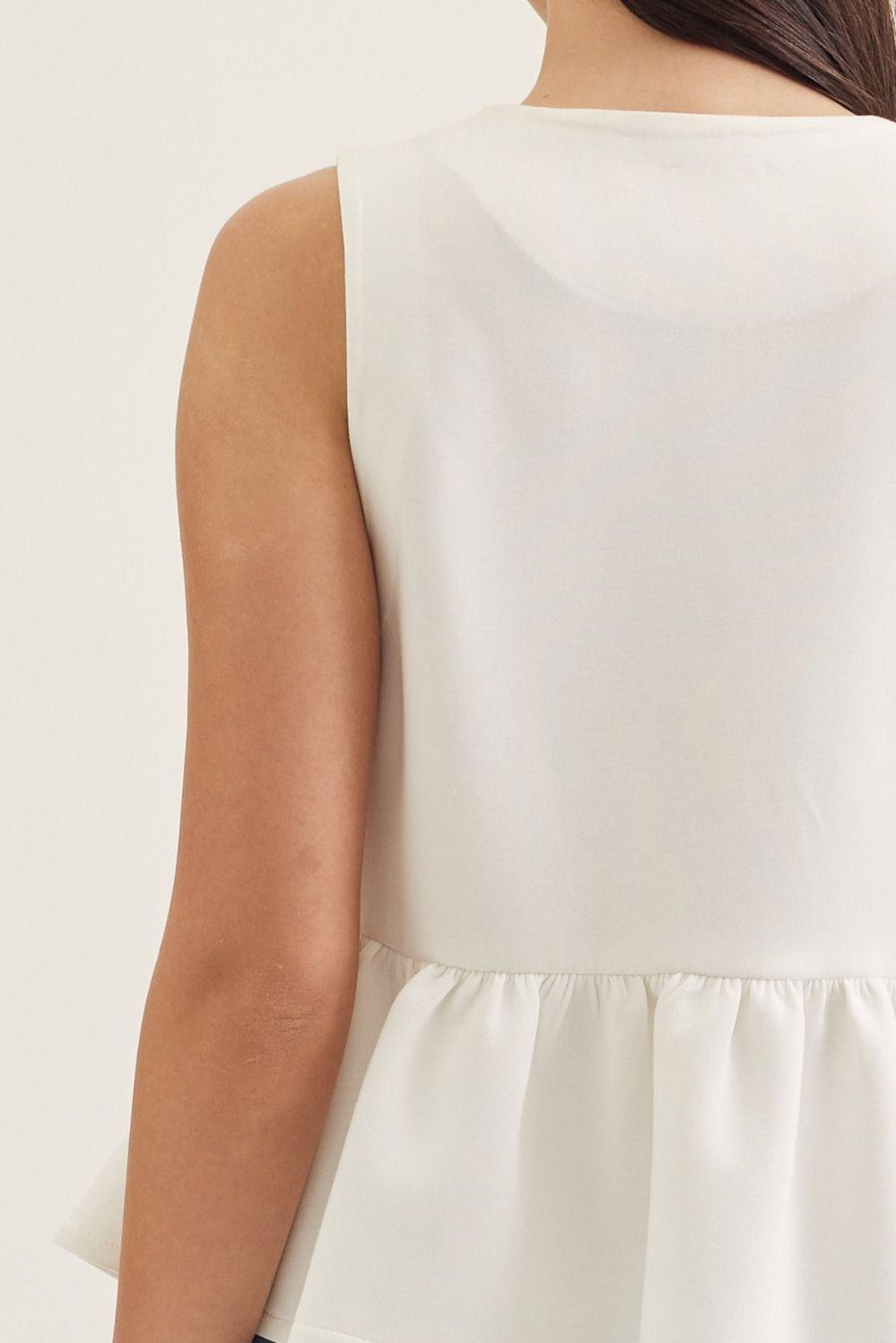Sleeveless Peplum Button-Up Blouse