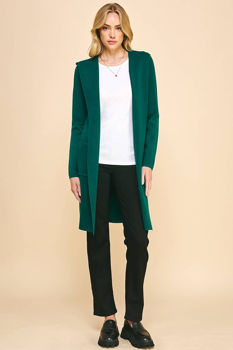 OPEN KNIT CARDIGAN - HOODED