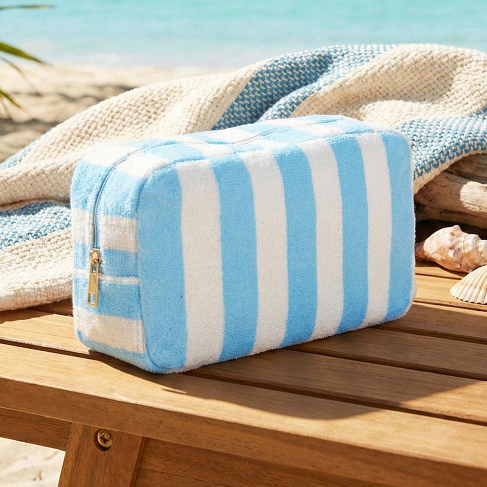 Striped Terry Cosmetic Bag w/ Monogram