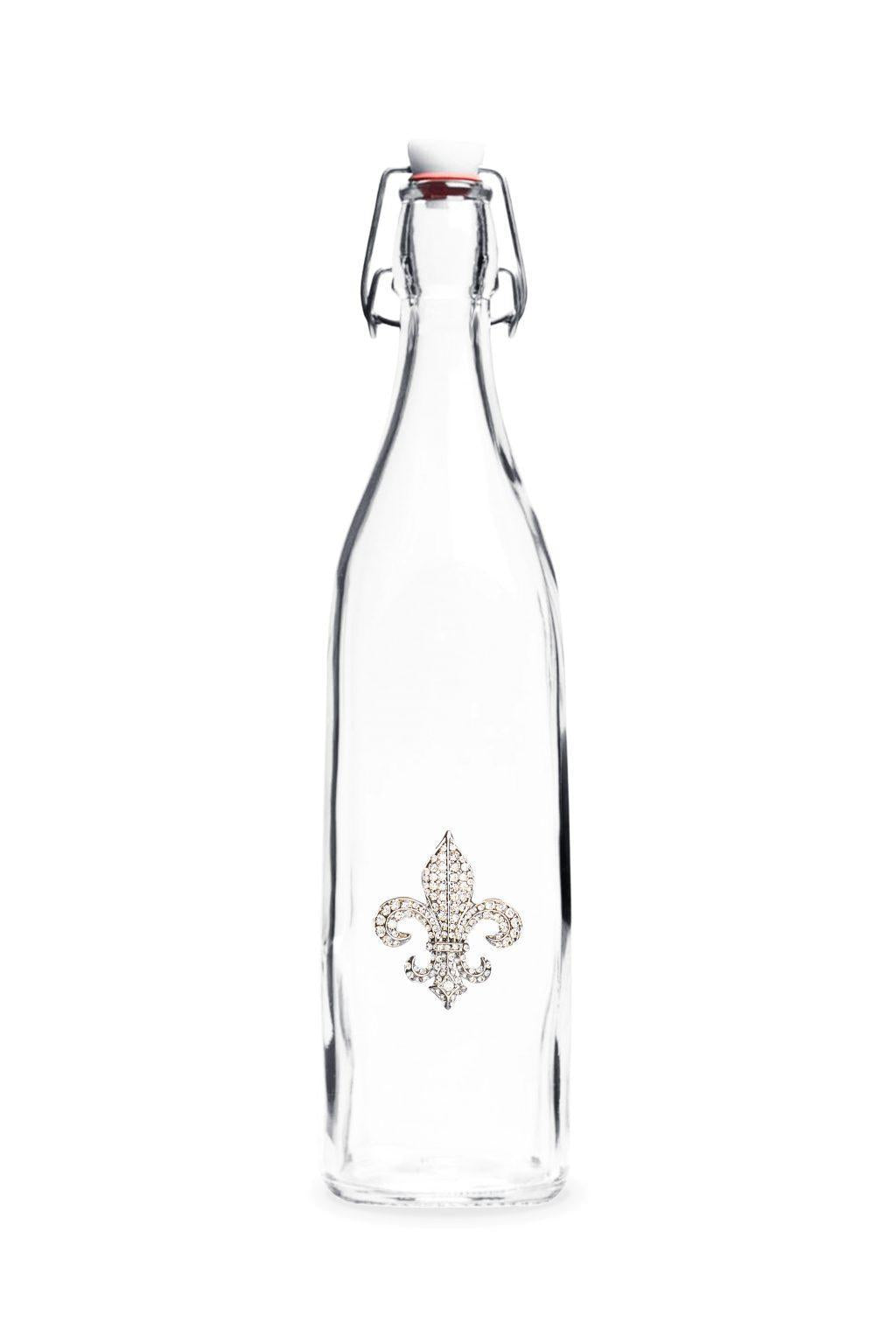 Diamond Fleur de Lis Jeweled Glass