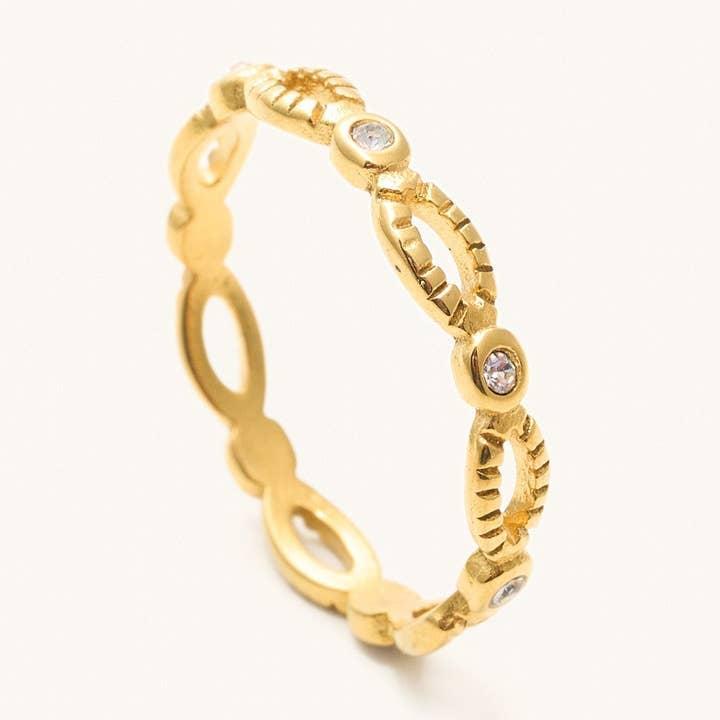 Rowan Gold Link and Gem Ring