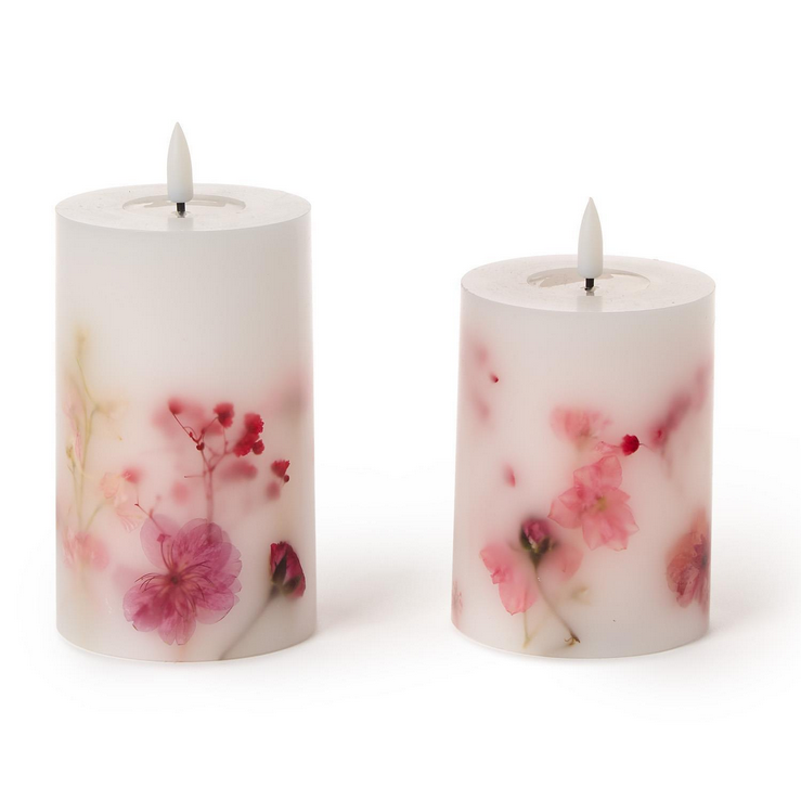 Flameless Wax Pillar Botanical Candles