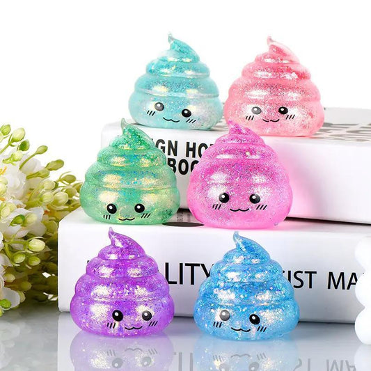 Maltose Glitter smiley Poop Squeeze Toy