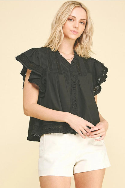 Lace Trim Detailed Blouse Top