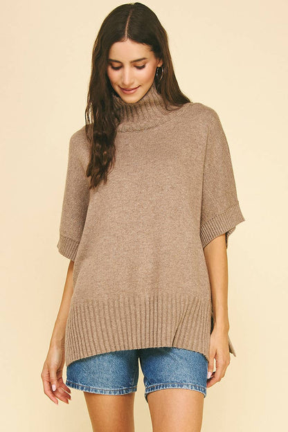 TURTLE NECK SHORT SLEEVE SWEATER