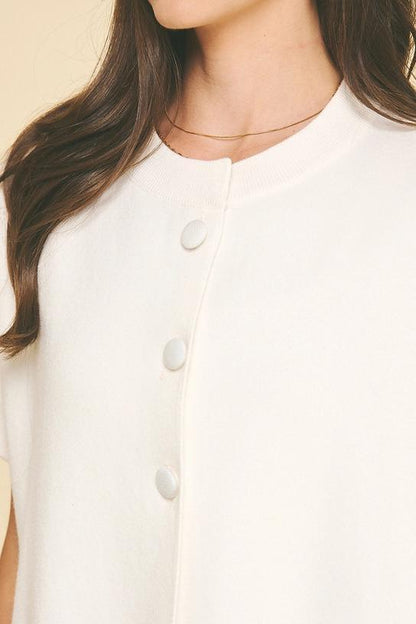 OPEN FRONT BUTTON DOWN SWEATER