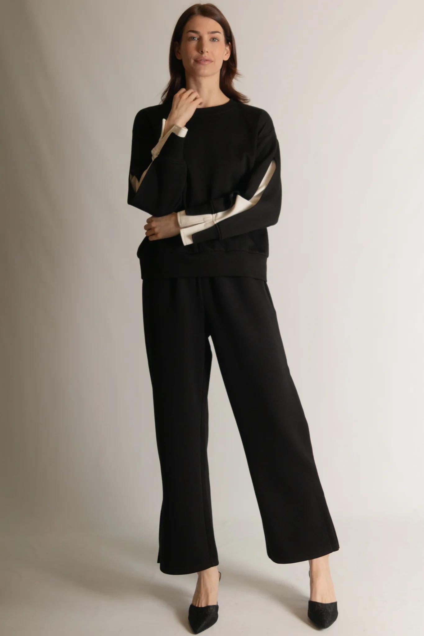 Color Layered Long Sleeve Round Neck Top