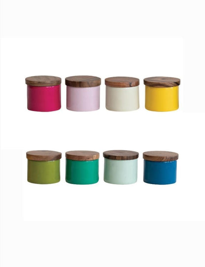 Metal Pinch Pot w/ Wooden Lid