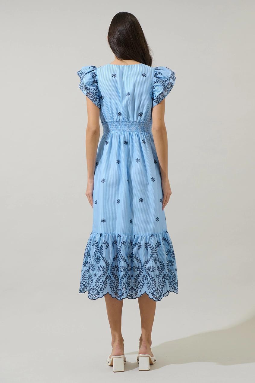 Joliet Stripe Eyelet Zayla Midi Dress