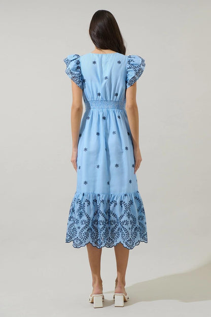 Joliet Stripe Eyelet Zayla Midi Dress