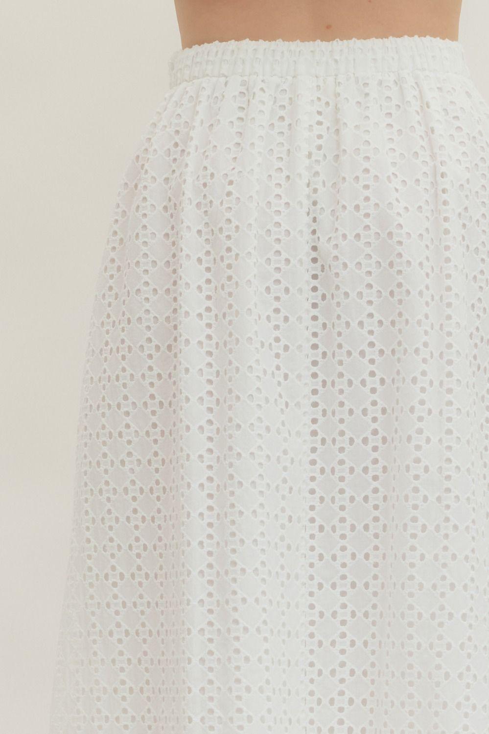 Off-White Eyelet Midi Skirt