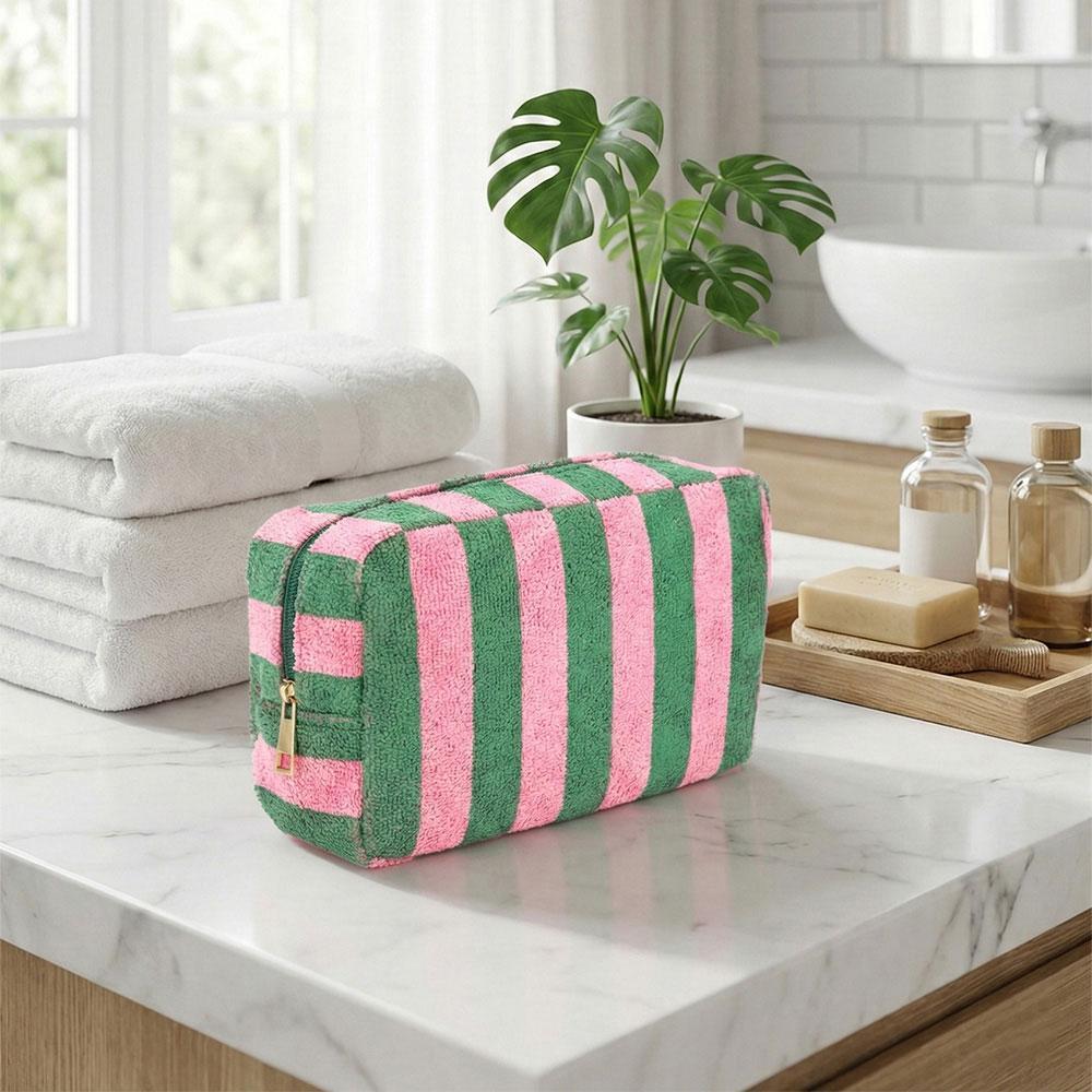 Striped Terry Cosmetic Bag w/ Monogram