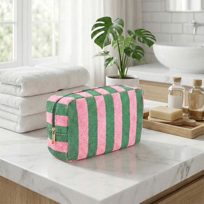 Striped Terry Cosmetic Bag w/ Monogram
