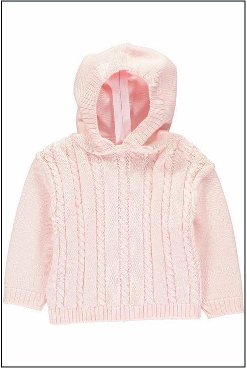 Monogrammed Cable Knit Hooded Zip Back Sweater