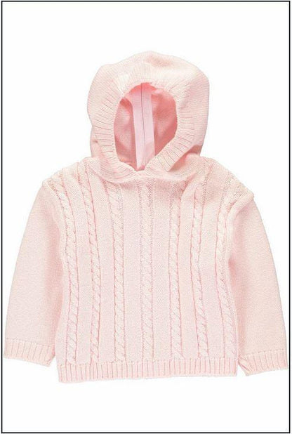 Monogrammed Cable Knit Hooded Zip Back Sweater