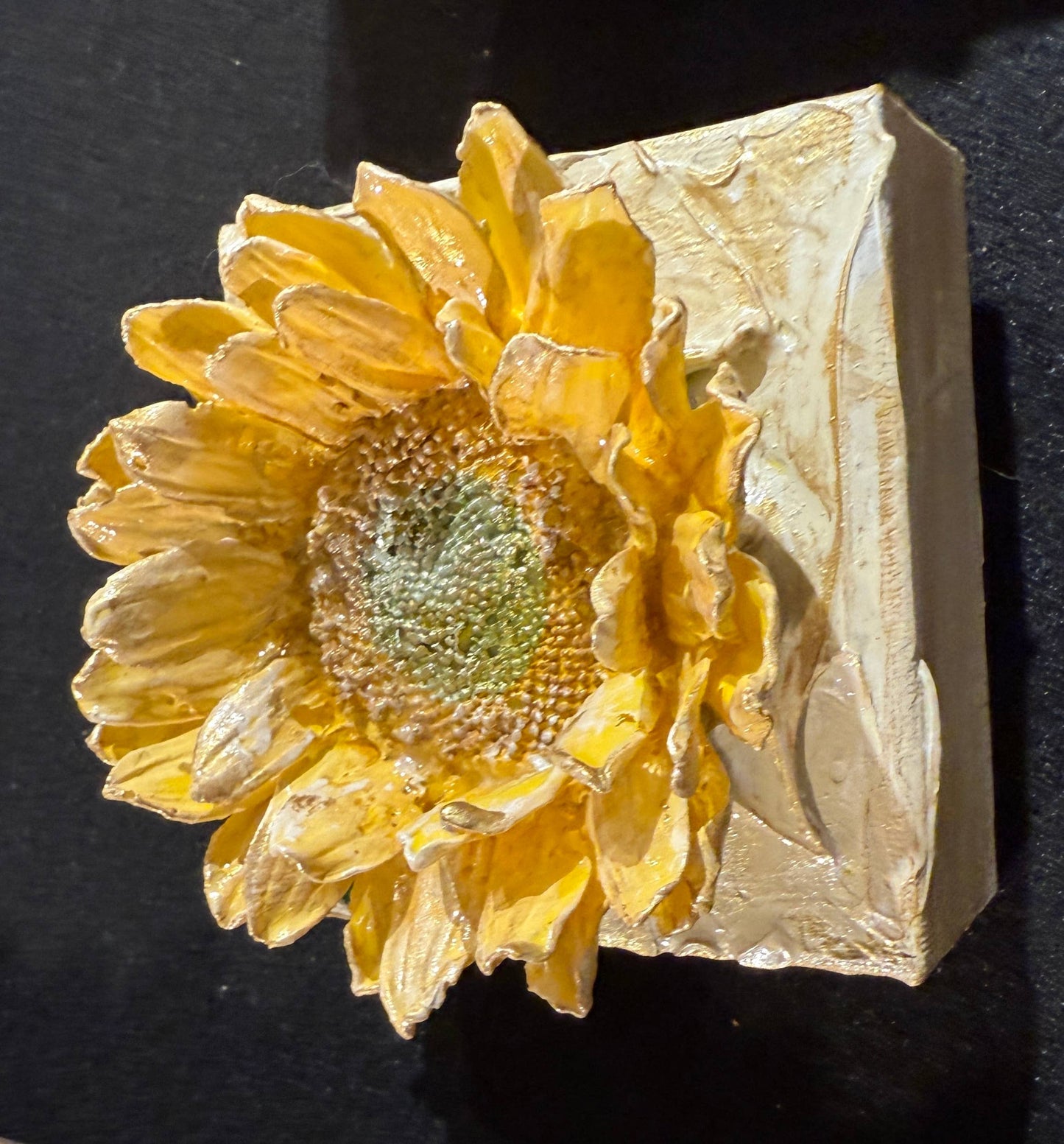 4X4 inch Clay Sunflower Artwork