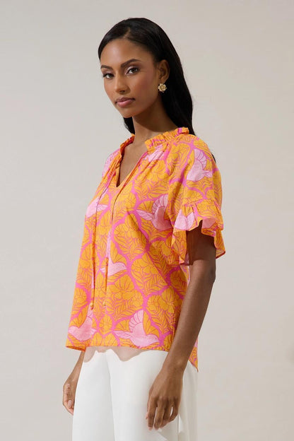 Jaidy Floral Erie Split Neck Top