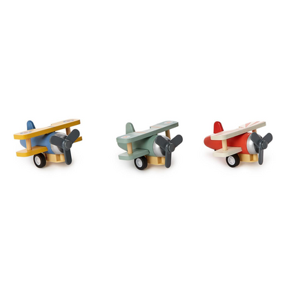 High Flyers 18 Pc Wooden Vintage Biplane Pullback Toy