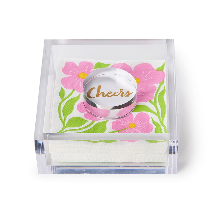 Cocktail Napkin Holder with Customizable Paper Weight