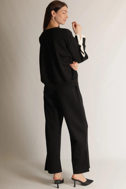 Color Layered Long Sleeve Round Neck Top
