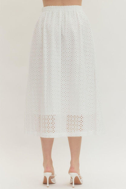 Off-White Eyelet Midi Skirt