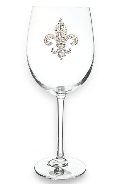 Diamond Fleur de Lis Jeweled Glass