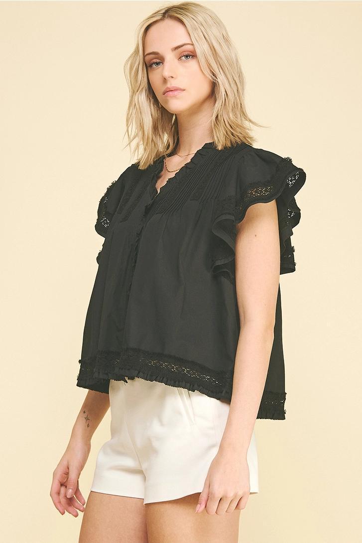Lace Trim Detailed Blouse Top