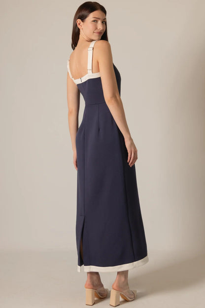 Contrast Border Fitted Maxi Dress
