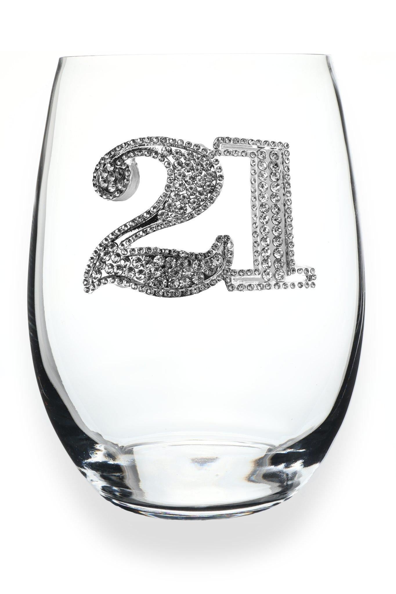 21st Birthday Jeweled Glass
